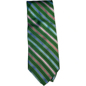 346 Brooks Brothers Men's Green Striped Pattern Silk Neckwear Tie